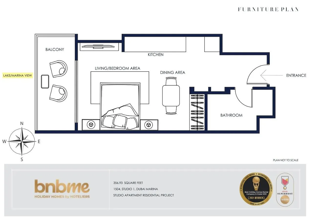 Bnbmehomes - Beautiful Lake View Studio Near Marina - 1504 Dubai